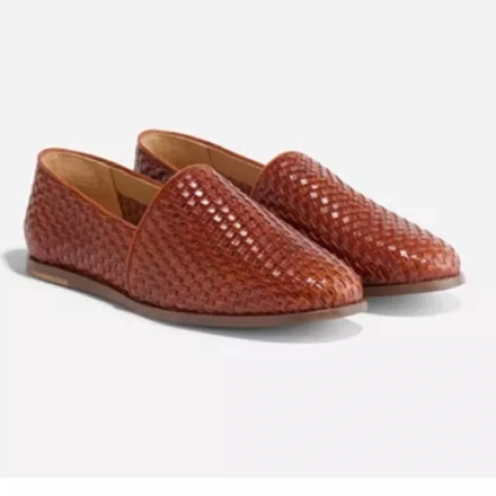 Men’s Woven Leather Slip On Loafer Nisolo Alejandro Brown Brandy New Size 11